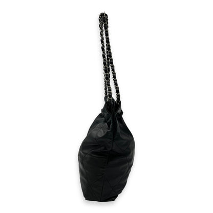 22 Small Black Shoulder Bag in Lambskin, Silver hardware