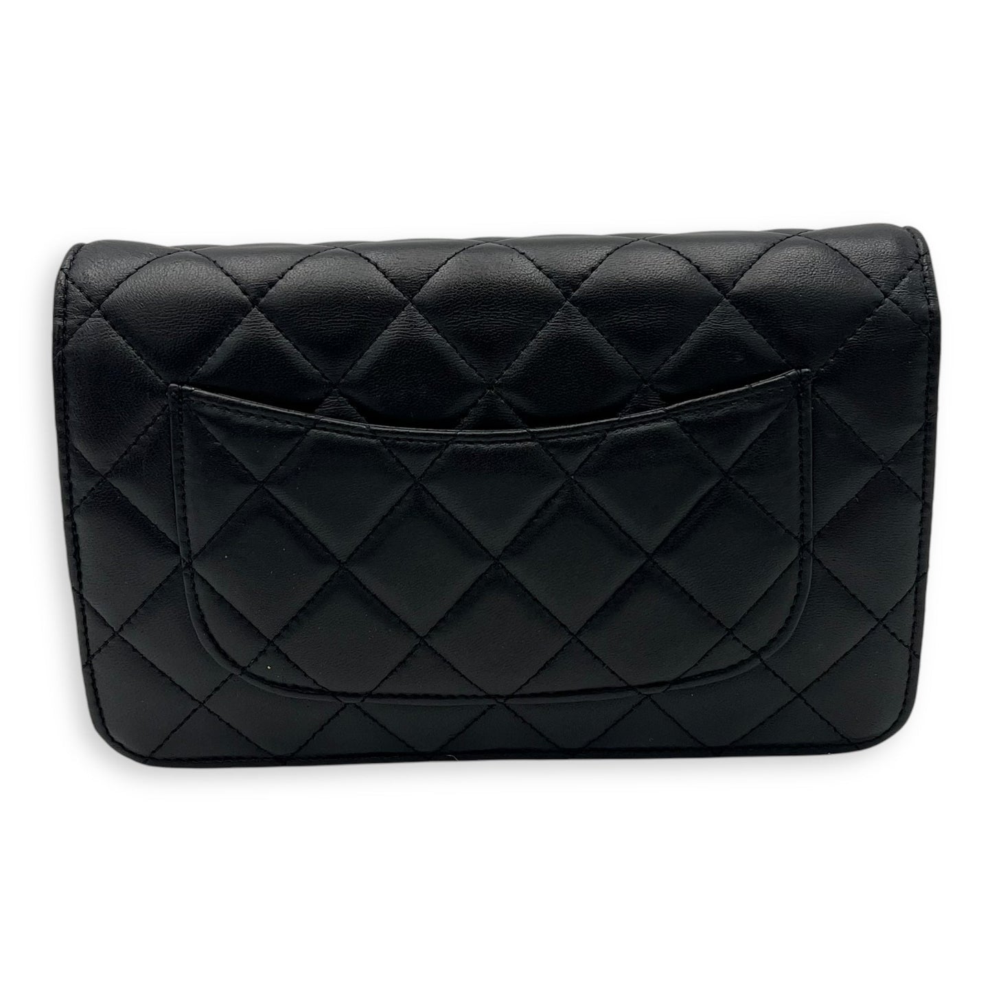 CC Wallet On Chain Black in Lambskin, Silver hardware