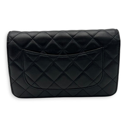 CC Wallet On Chain Black in Lambskin, Silver hardware