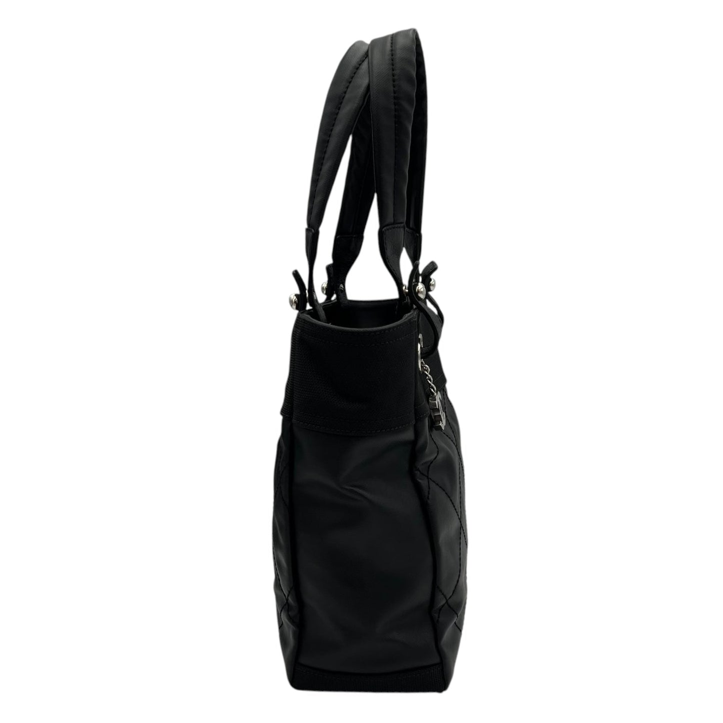 Paris Biarritz Shoulder Bag Black in Coated Canvas, Silver hardware