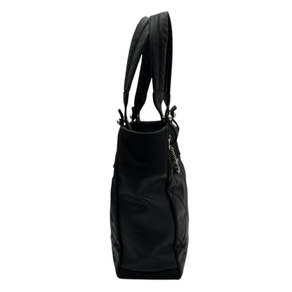 Paris Biarritz Shoulder Bag Black in Coated Canvas, Silver hardware