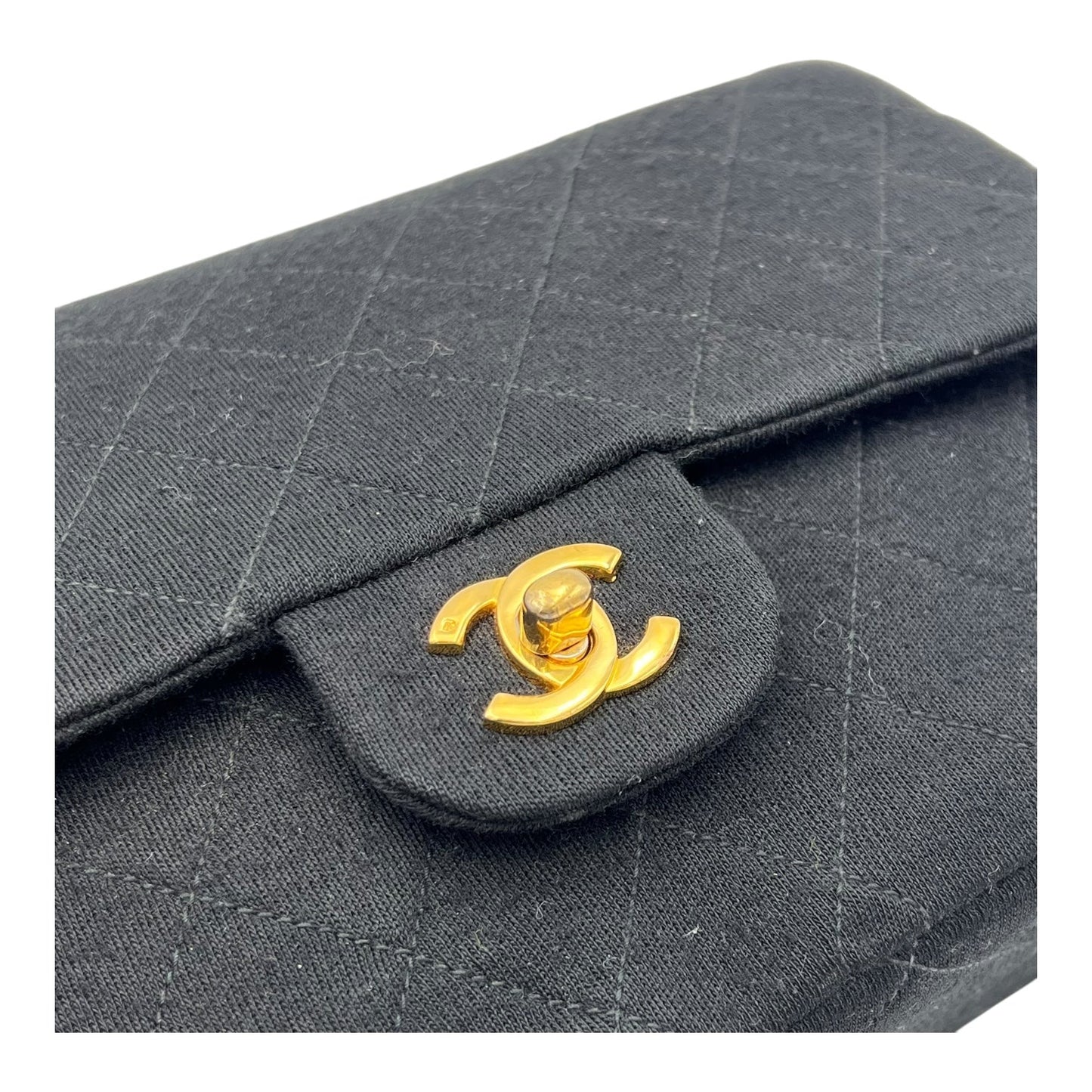 Classic Shoulder Bag Black in Jersey, Gold hardware