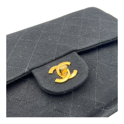 Classic Shoulder Bag Black in Jersey, Gold hardware