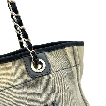 Deauville Medium Sequins Shoulder Bag in Denim, Silver hardware