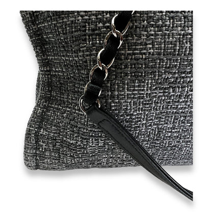 Deauville Tote Bag Medium Grey in Tweed , Silver Hardware
