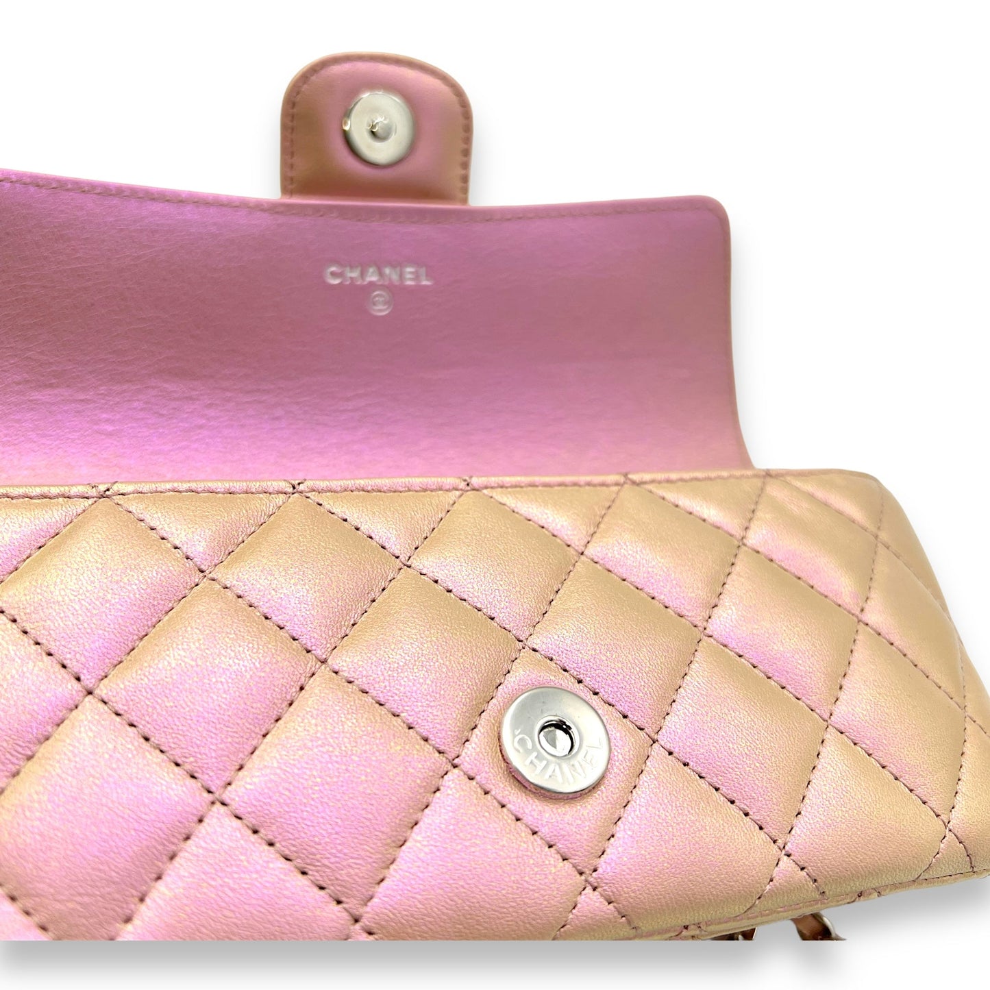 Glasses Crossbody Bag Pink in Calfskin, Silver hardware