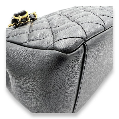 GST Large Black Tote Bag in Caviar Leather, Gold hardware