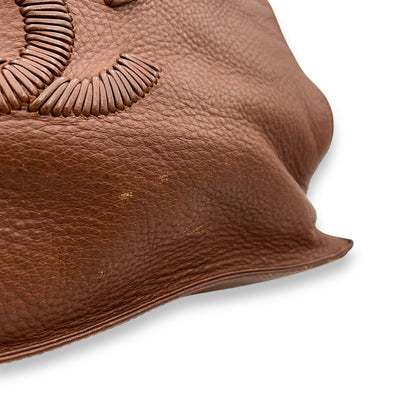 Vintage CC Brown Top Handle Bag in Calfskin, Gold hardware