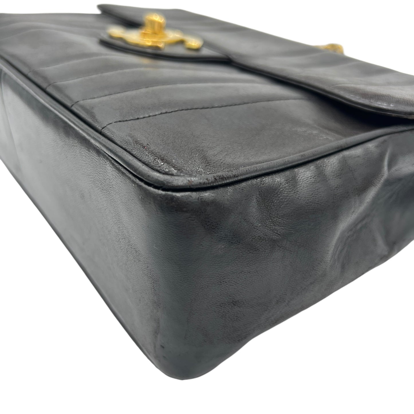 Vintage Flap Shoulder Bag Black in Lambskin, Gold hardware