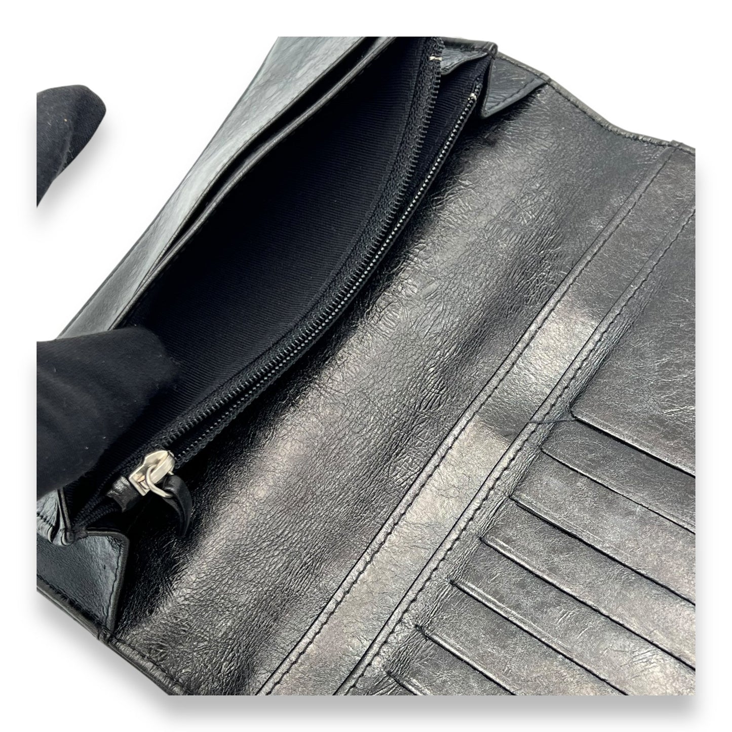 Reissue Wallet Black in Calfskin, Ruthenium hardware