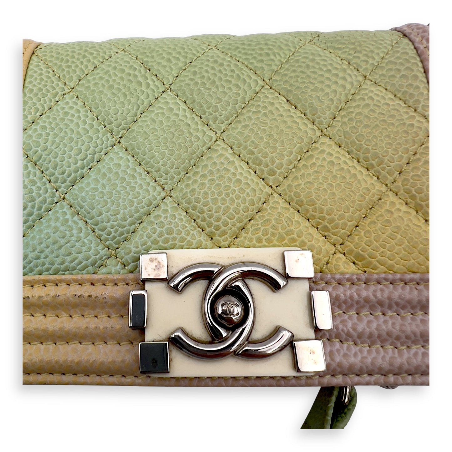 Boy Mini Multi-colour Shoulder Bag in Caviar Leather, Silver hardware