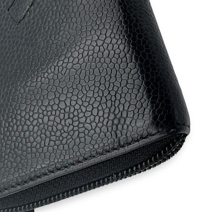 CC Zipped Black Wallet in Caviar Leather, Gold hardware