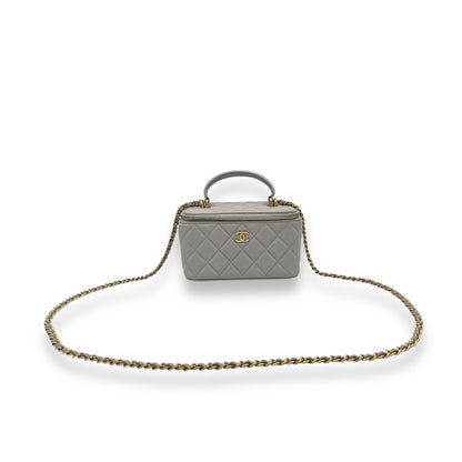 CC Vanity Bag Grey in Lambskin, Gold hardware