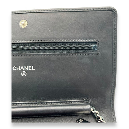 Cambon Wallet On Chain Black in Lambskin, Silver hardware