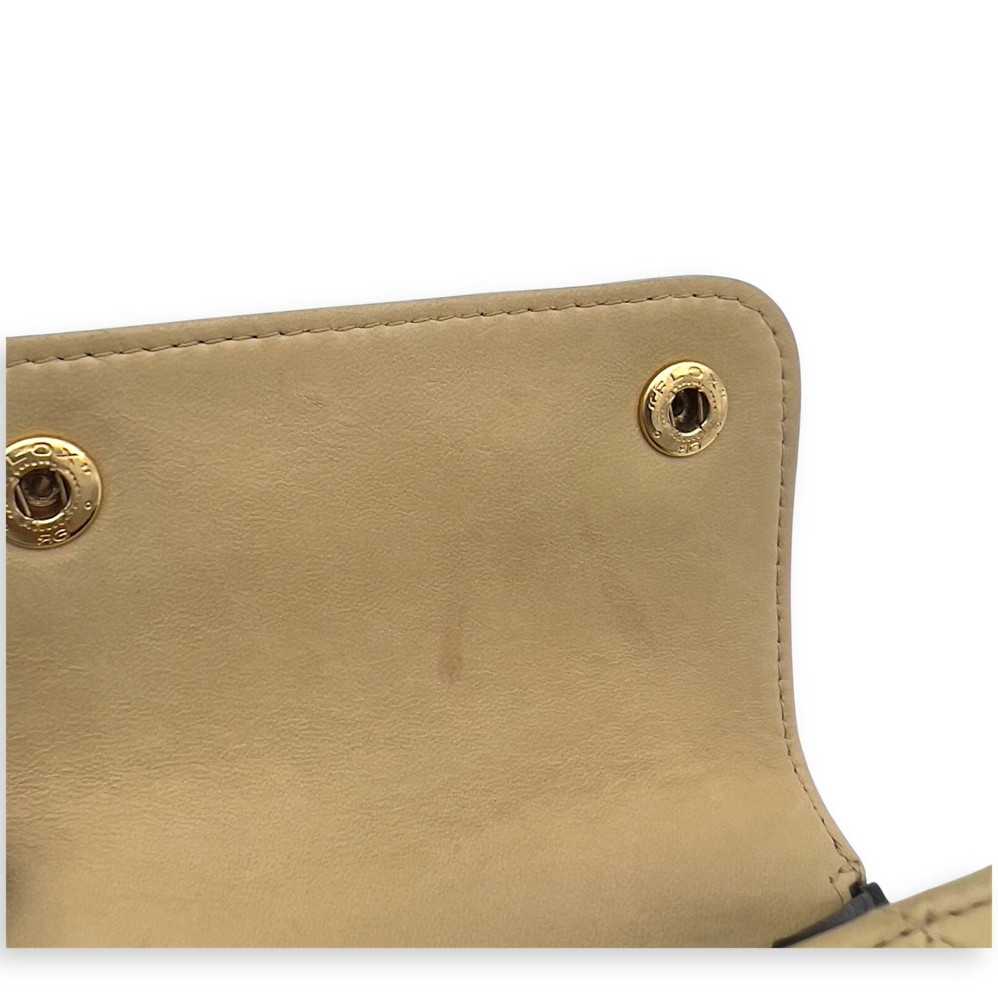 Vintage Quilted Beige Crossbody Bag in Calfskin, Gold hardware