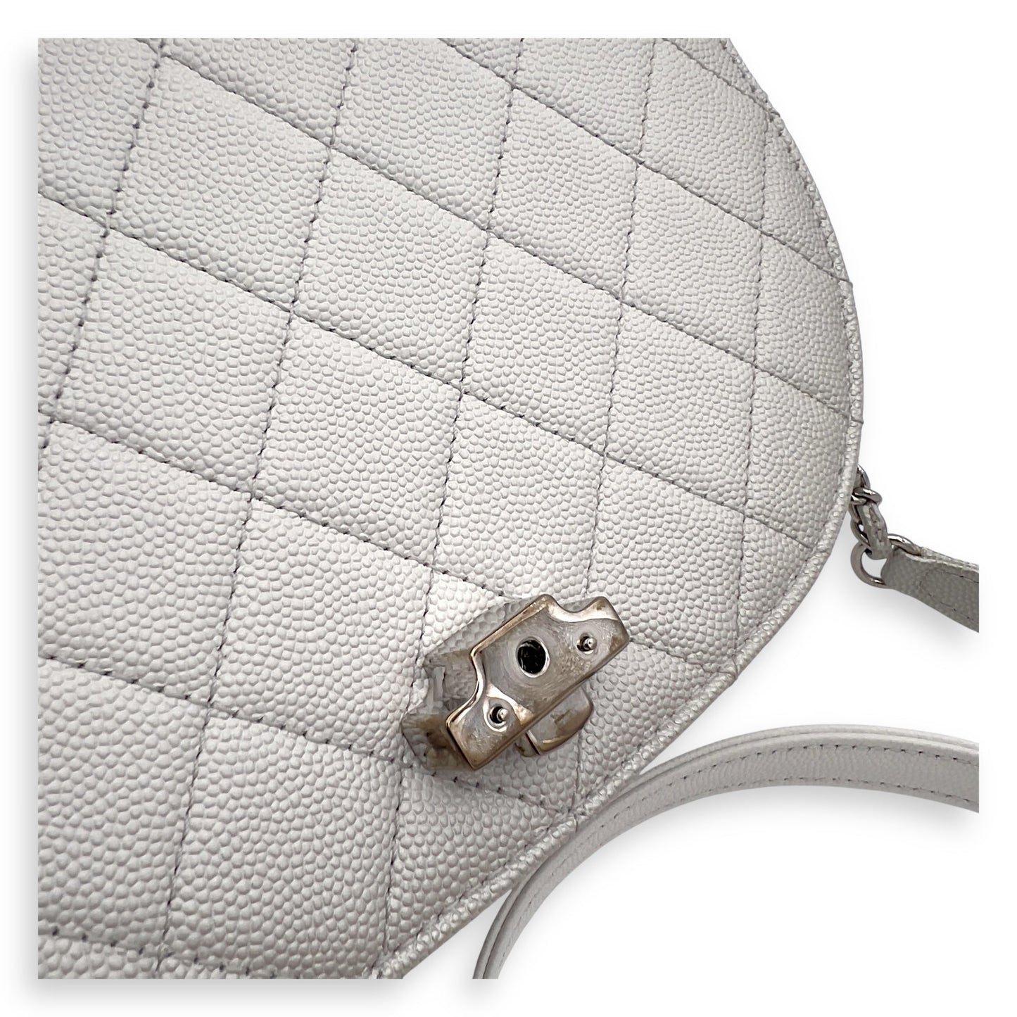 Coco Curve Top Handle Bag White in Caviar Leather, Silver hardware