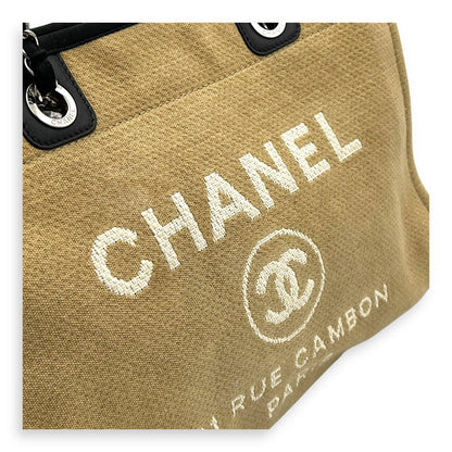 Deauville Tote Bag Beige in Canvas, Silver hardware