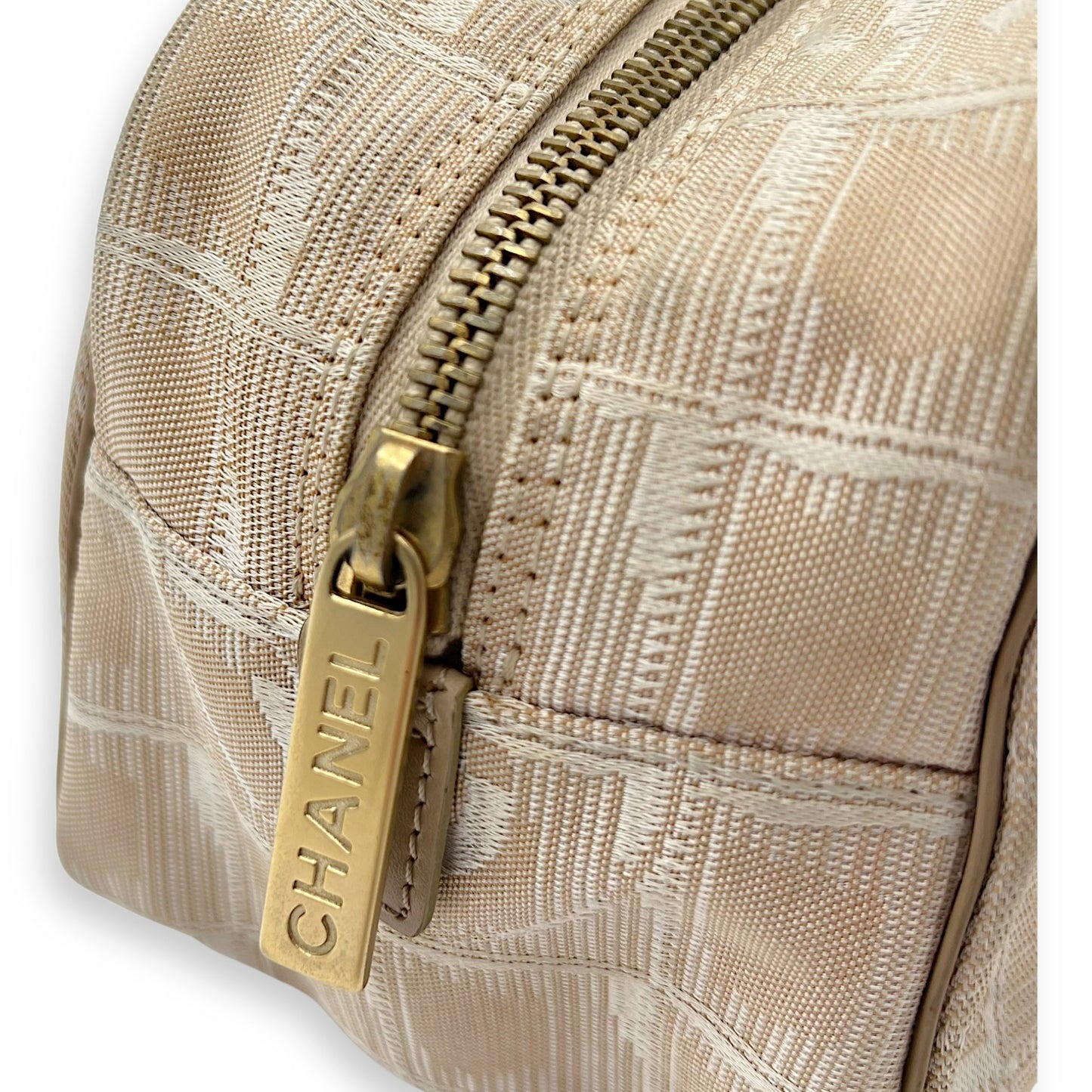 Travel Line Top Handle Bag Beige in Canvas, Gold hardware