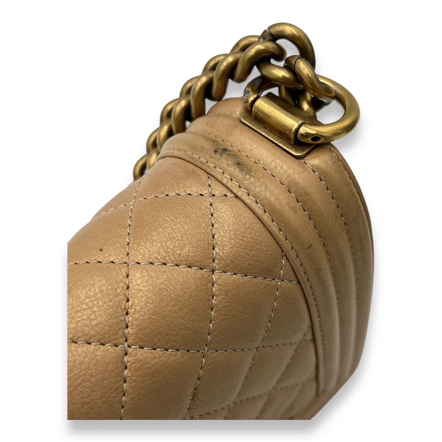 Boy Small Gold Shoulder Bag in Lambskin, Gold hardware