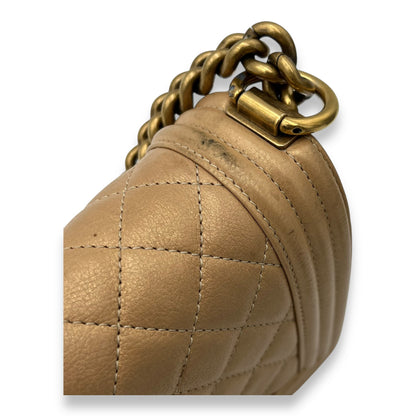 Boy Small Gold Shoulder Bag in Lambskin, Gold hardware