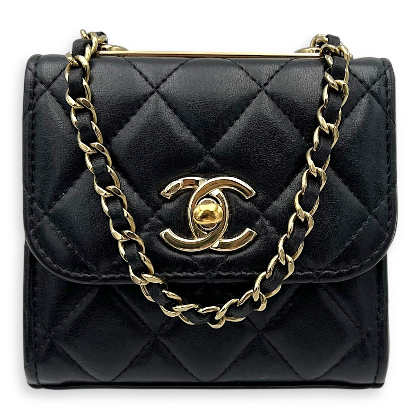 CC Crossbody Bag Black in Lambskin, Gold hardware