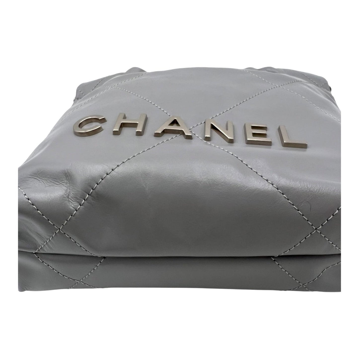 22 Tote Crossbody Bag Mini Grey in Calfskin, Silver hardware