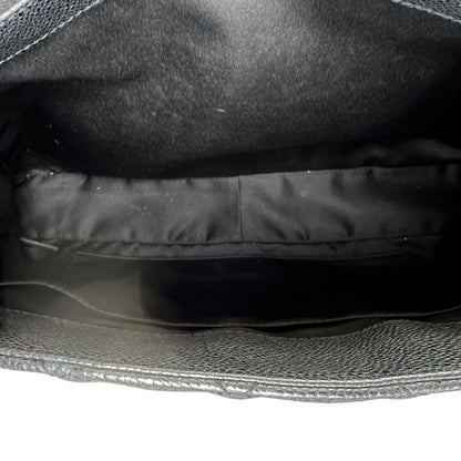 GST Black Tote Bag in Caviar Leather, Silver hardware