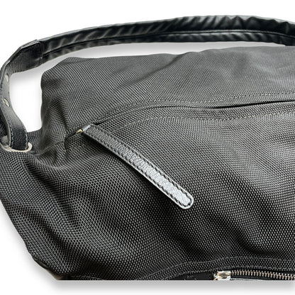 Biarritz Black Shoulder Bag in Coated Canvas, Silver hardware