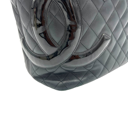 Cambon Tote Bag  Black in Lambskin , Silver Hardware