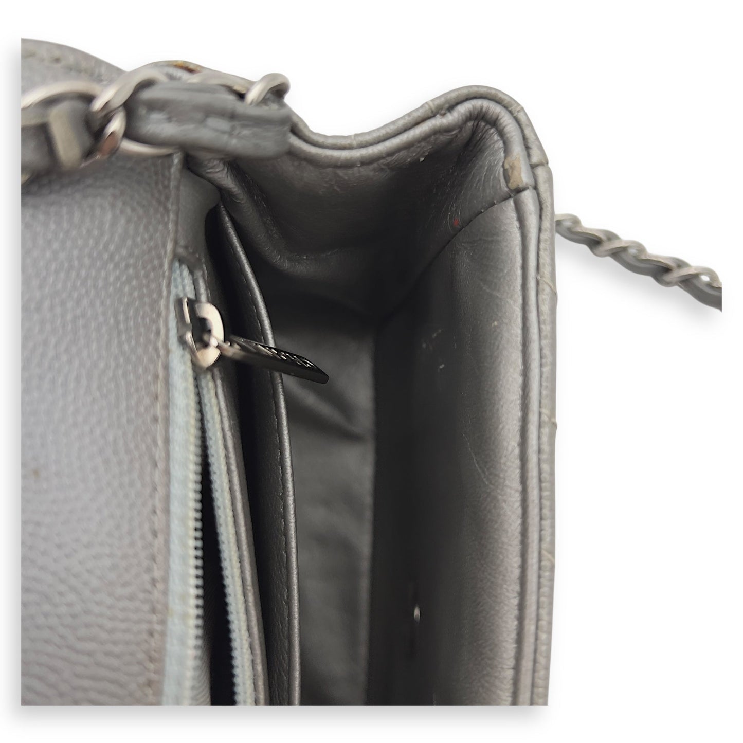 Chevron Square Mini Grey Crossbody Bag in Canvas, Silver hardware