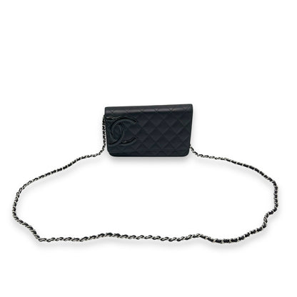 Cambon Wallet On Chain Black in Lambskin, Silver hardware