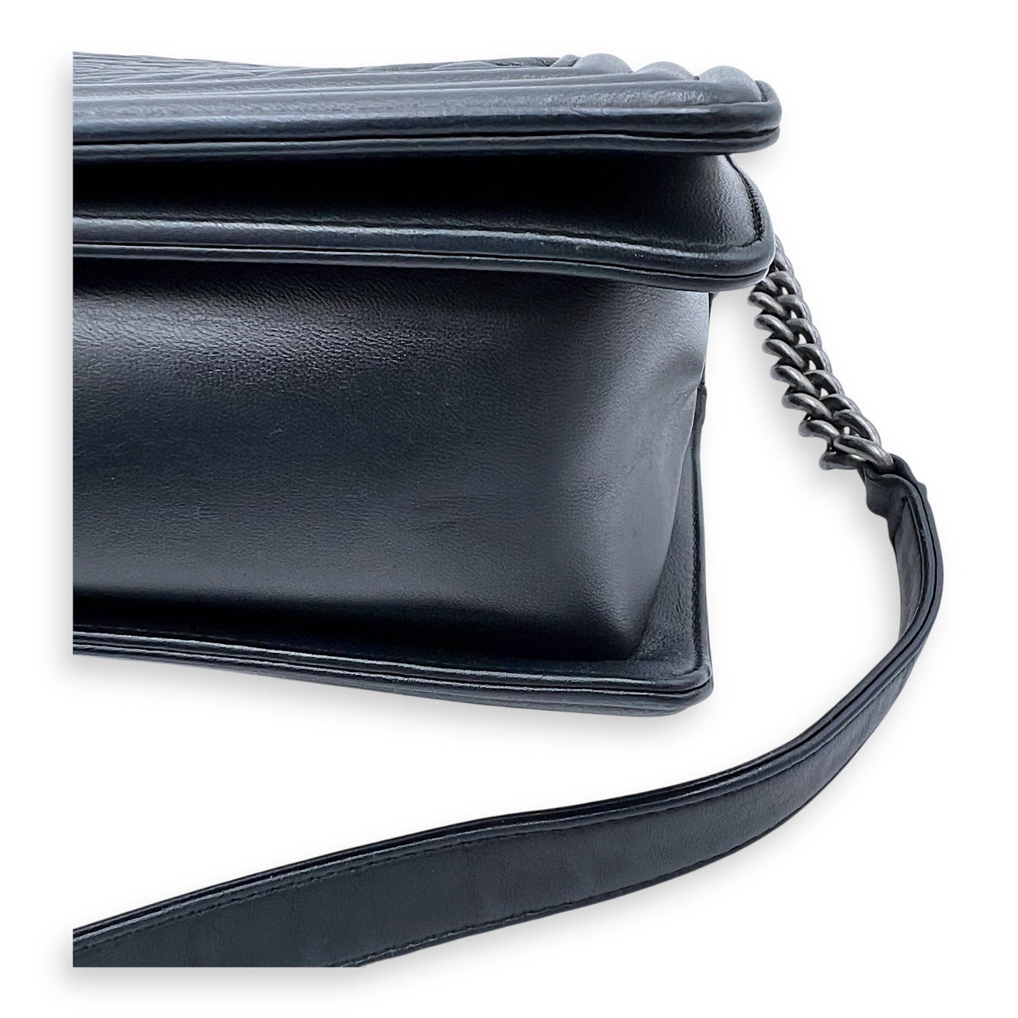 Boy Shoulder Bag Black in Lambskin, Gold hardware
