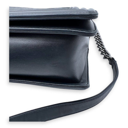 Boy Shoulder Bag Black in Lambskin, Gold hardware