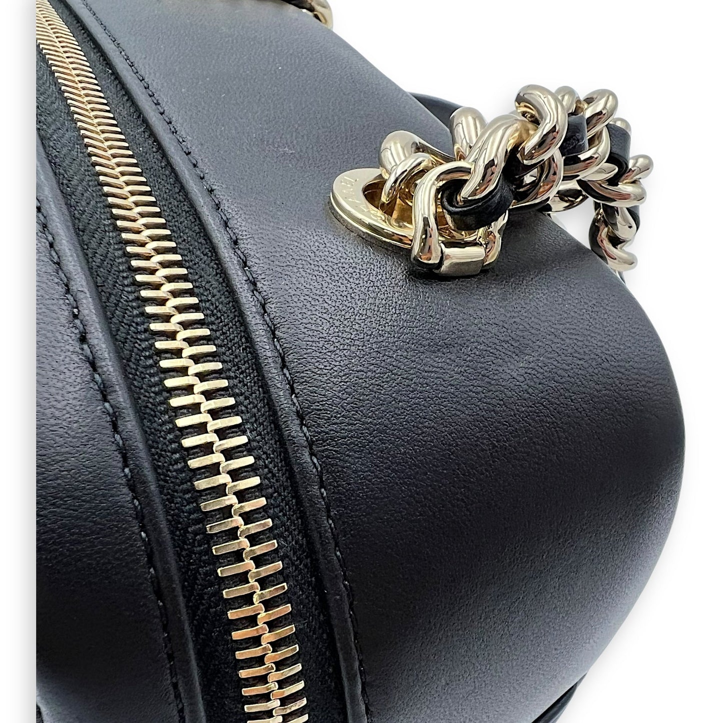 CC Camera Studded Black Shoulder Bag in Lambskin, Gold hardware