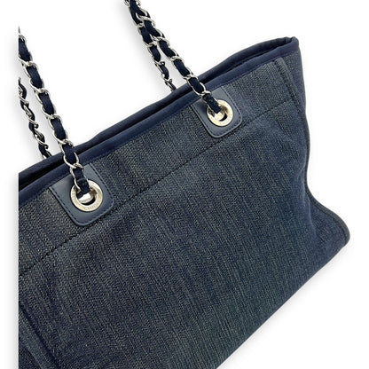 Deauville Small Blue Tote Bag in Denim, Silver hardware