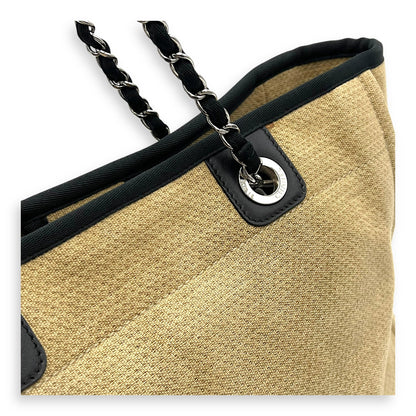 Deauville Tote Bag Beige in Canvas, Silver hardware