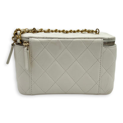 Vanity pearl crush Crossbody Bag White in Calfskin, Gold hardware