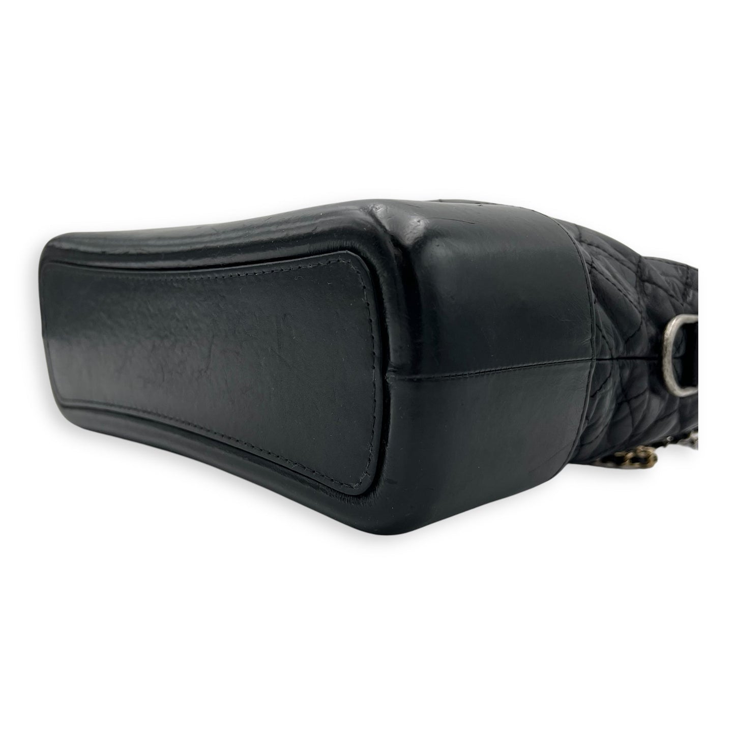 Gabrielle Medium Black Shoulder Bag in Calfskin, Mixed hardware