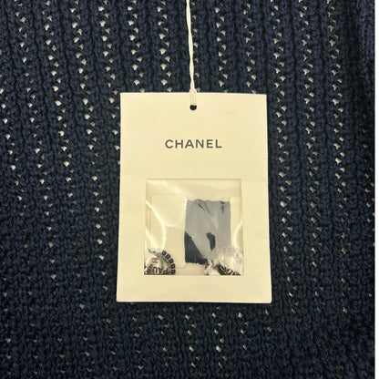 19C La Pausa Navy Knitted igan FR36 Blue Ready-To-Wear in Cotton, Gunmetal hardware