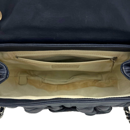 Chain Around Crossbody Bag Navy in Lambskin, Silver hardware