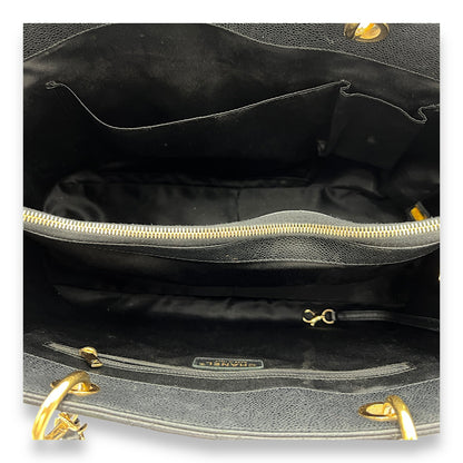 GST XL Black Tote Bag in Caviar Leather, Gold hardware