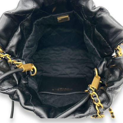 22 Mini Black Shoulder Bag in Calfskin, Gold hardware