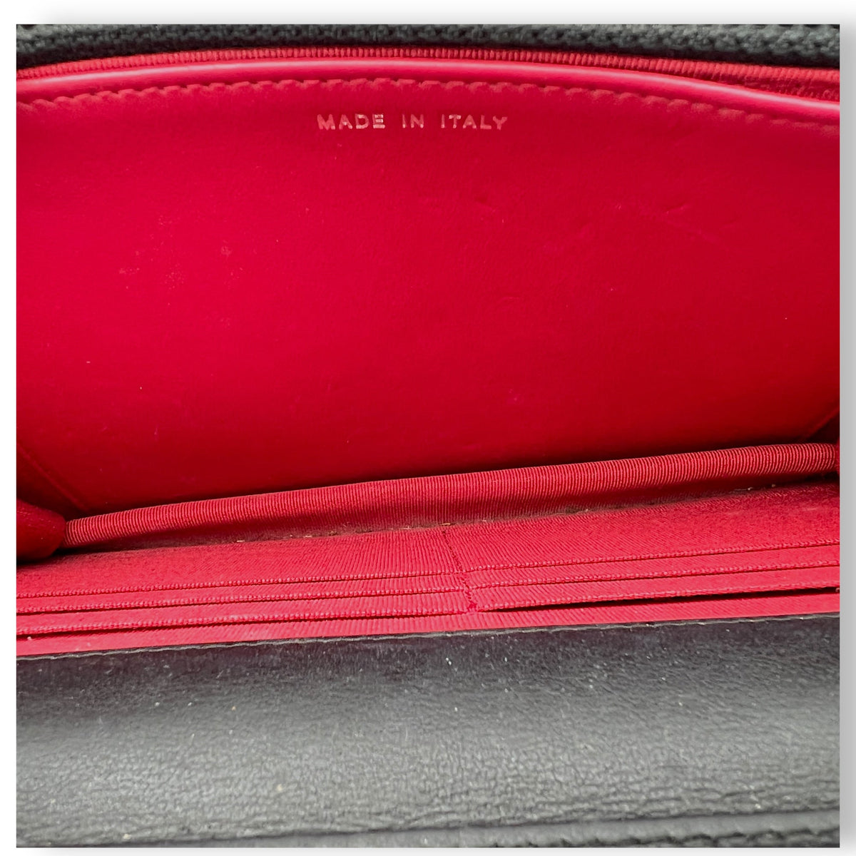 Gabrielle Blue Wallet On Chain in Calfskin, Gold hardware