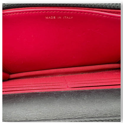 Gabrielle Blue Wallet On Chain in Calfskin, Gold hardware