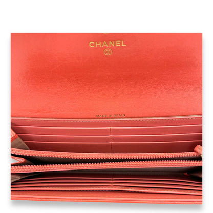 C19 Wallet Coral in Goat Leather, Gold hardware