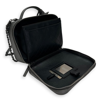 CC Filigree Large Silver Top Handle Bag in Caviar Leather, Silver hardware