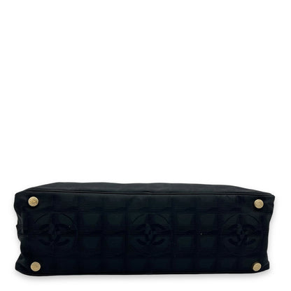 Travel Line Boston Black Top Handle Bag in Canvas, Gold hardware