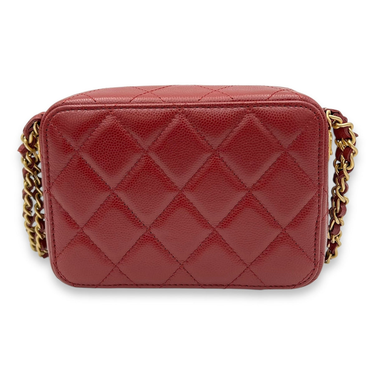 CC Shoulder Bag Red in Caviar Leather, Gold hardware