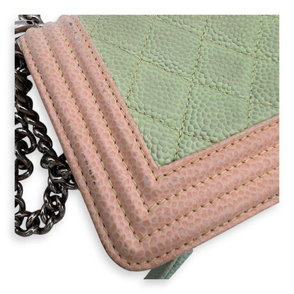 Boy Mini Multi-colour Shoulder Bag in Caviar Leather, Silver hardware