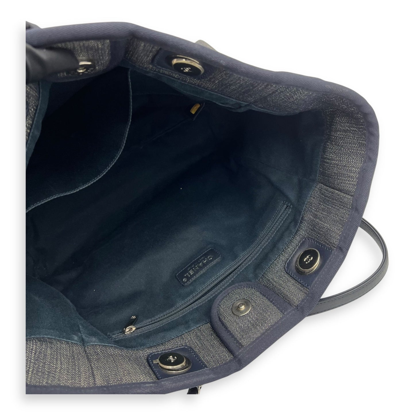 Deauville Small Blue Tote Bag in Denim, Silver hardware
